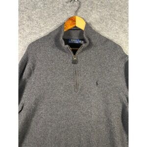 Polo Ralph Lauren 3XLT Gray 100%Merino Wool 1/4 Zip Pullover Sweater Long Sleeve